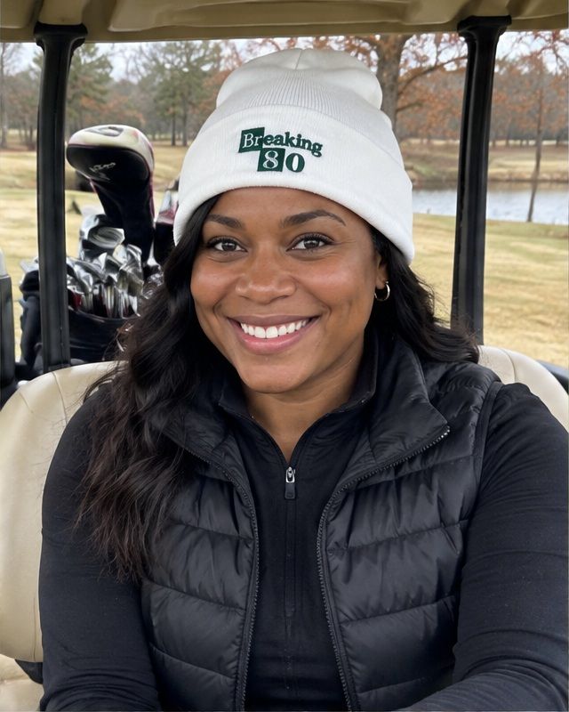 Breaking 80 - Fun Beanie in a golf lifestyle photo 2