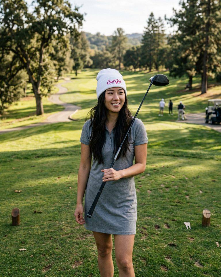 Cart Girl Cursive Logo - Beanie in a golf lifestyle photo 1