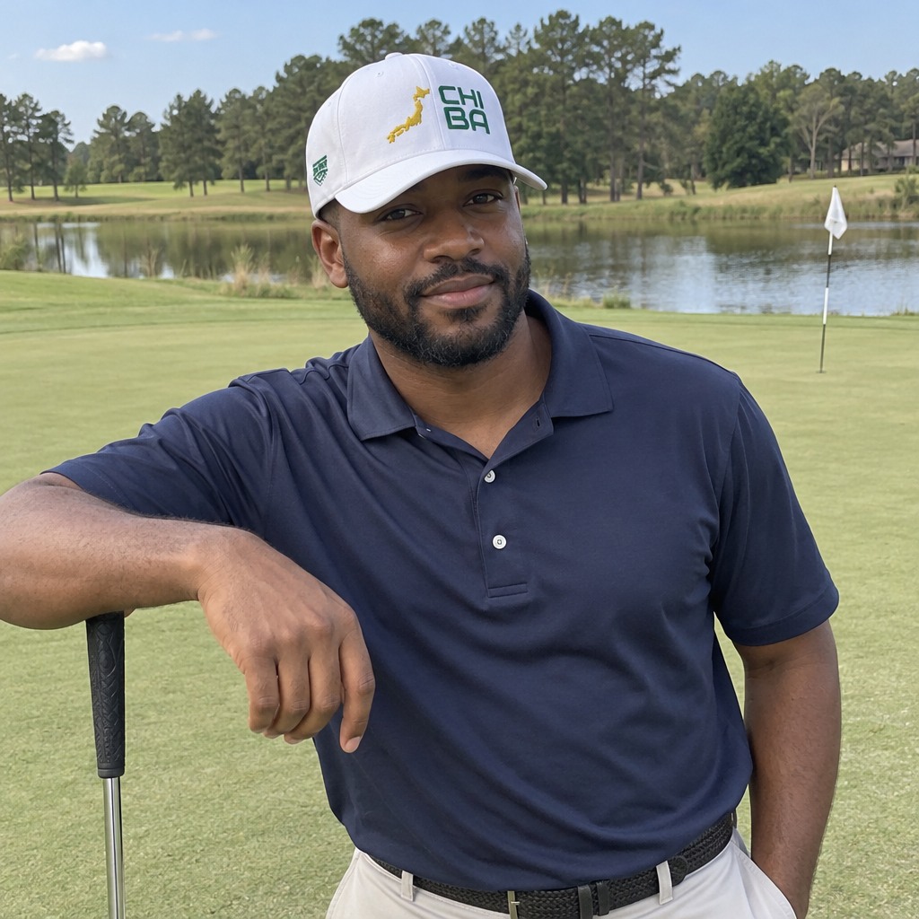 A golfer wearing Chiba Golf on the course