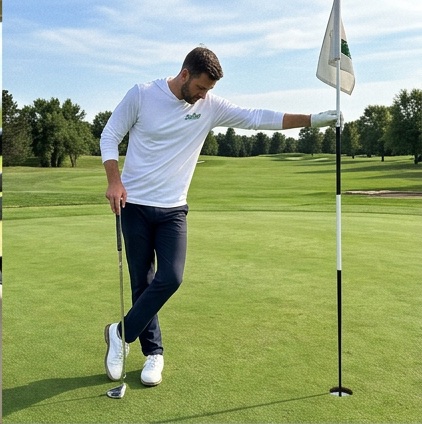 2ndShotMVP Branded Logo | Hooded Long Sleeve Tee Sweater in a golf lifestyle photo 3