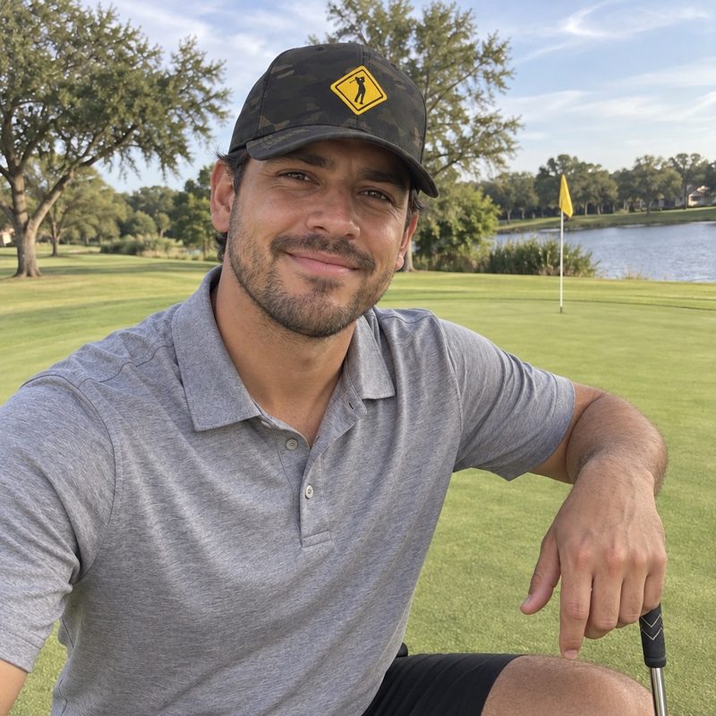 A golfer wearing Golf Yield Sign - Multi on the course