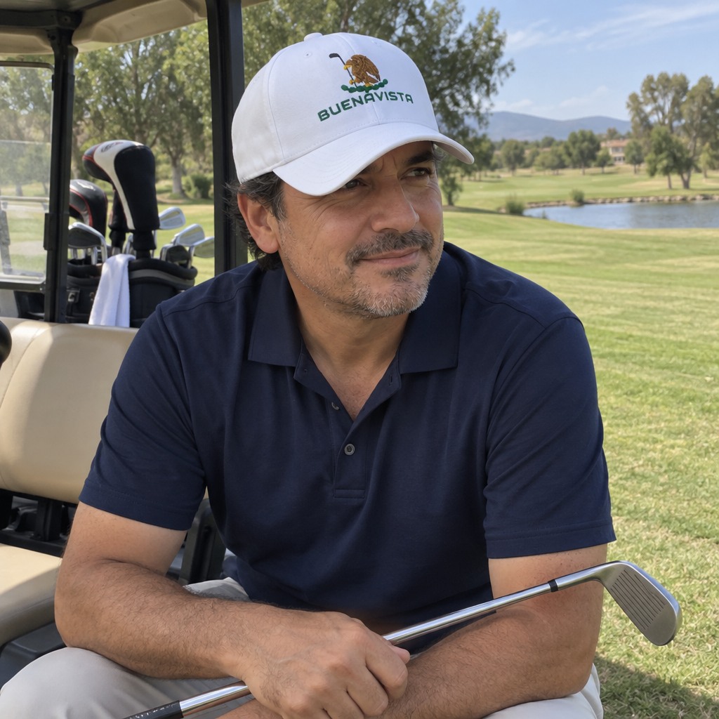 A golfer wearing Buenavista on the course