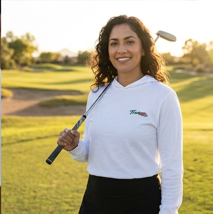 A golfer wearing Tirazo | Hooded Long Sleeve Tee Sweater on the course