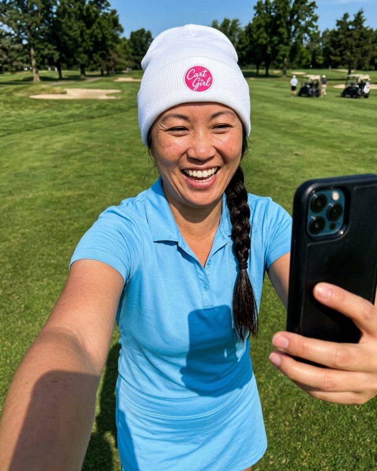 Cart Girl Circle Logo - Beanie in a golf lifestyle photo 1