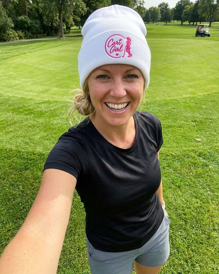 Cart Girl Half Circle Logo - Beanie in a golf lifestyle photo 3