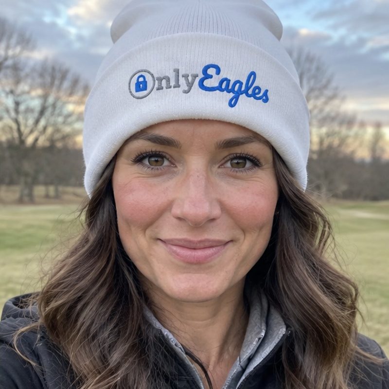A golfer wearing Only Eagles - Fun Beanie on the course