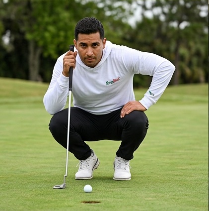 Berry Nais | Hooded Long Sleeve Tee Sweater in a golf lifestyle photo 4
