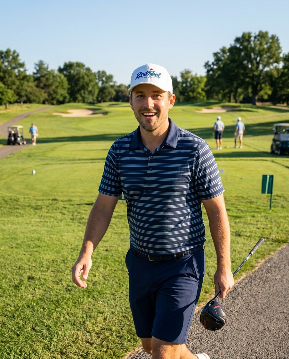 2ndShotMVP Signature Blue - Hat in a golf lifestyle photo 1