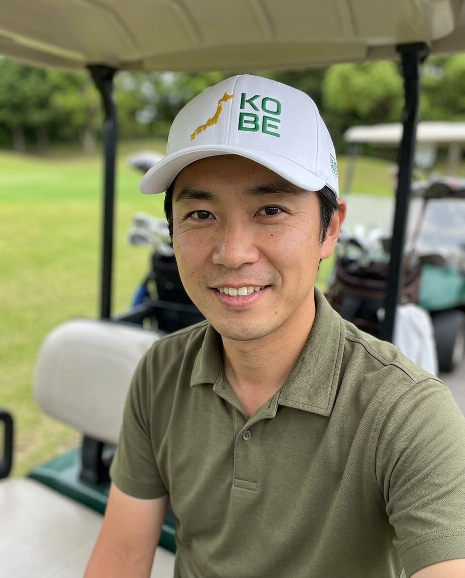 A golfer wearing Kobe Golf on the course