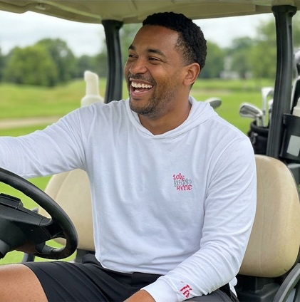 Talk Birdie to Me | Hooded Long Sleeve Tee Sweater in a golf lifestyle photo 5