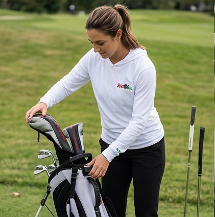 3 Putt Ninja | Hooded Long Sleeve Tee Sweater in a golf lifestyle photo 4