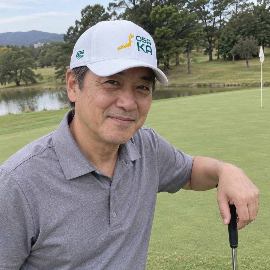 A golfer wearing Osaka Golf on the course