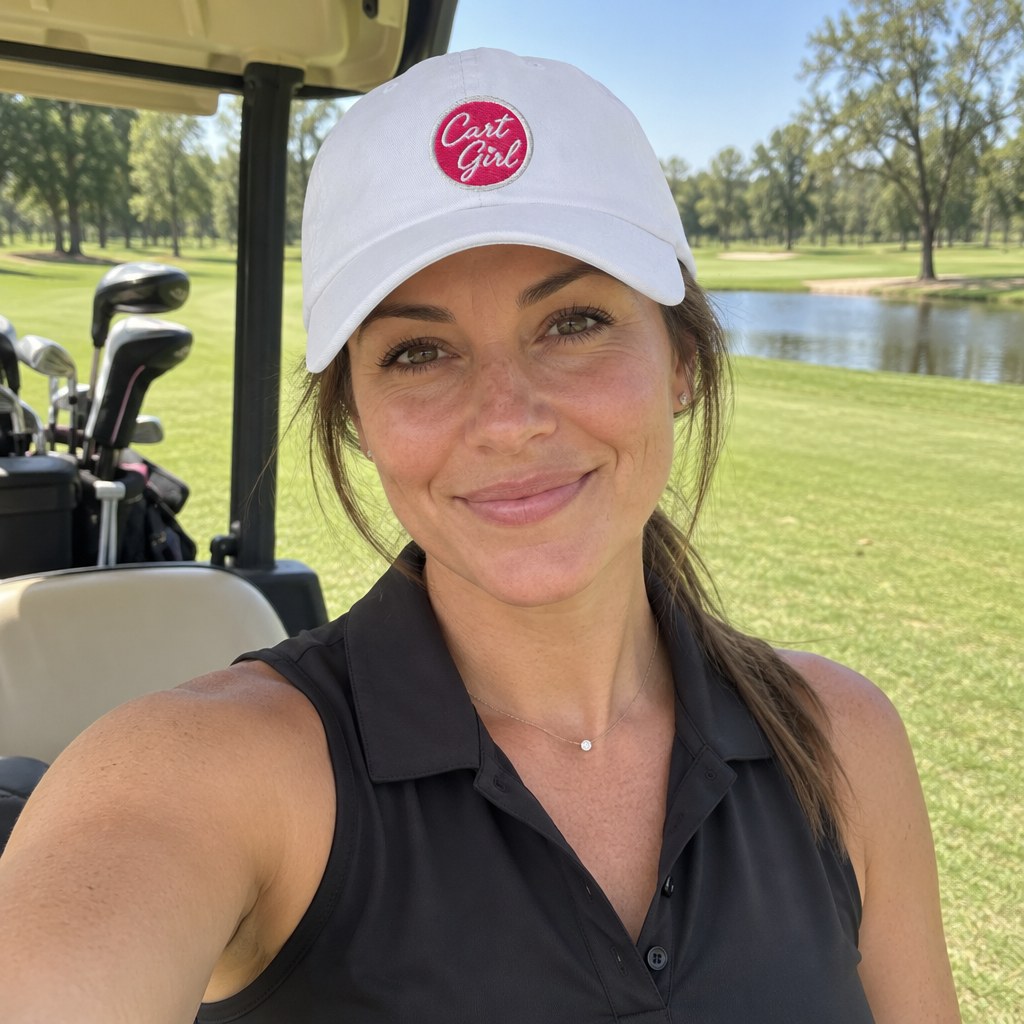 A golfer wearing Cart Girl Circle Logo - Hat on the course