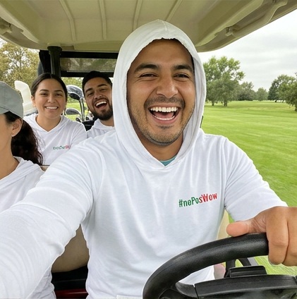 No Pos Wow | Hooded Long Sleeve Tee Sweater in a golf lifestyle photo 2