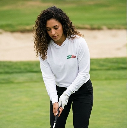 Don't Be a Kool Arrow | Hooded Long Sleeve Tee Sweater in a golf lifestyle photo 4