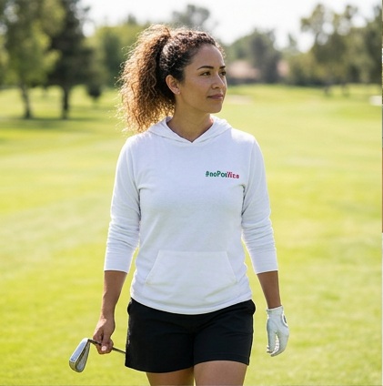 No Pos Wow | Hooded Long Sleeve Tee Sweater in a golf lifestyle photo 1