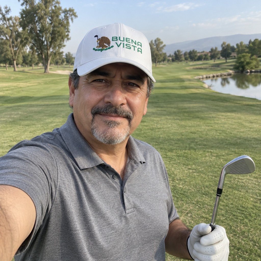 A golfer wearing Buenavista Modern on the course