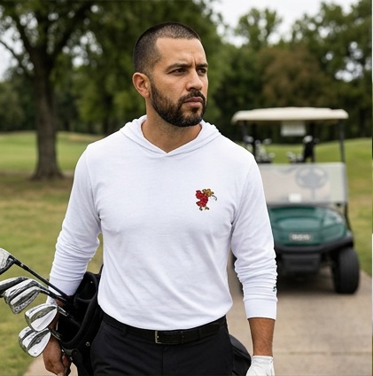 Mexican Eagle Iron Shot | Hooded Long Sleeve Tee Sweater in a golf lifestyle photo 1