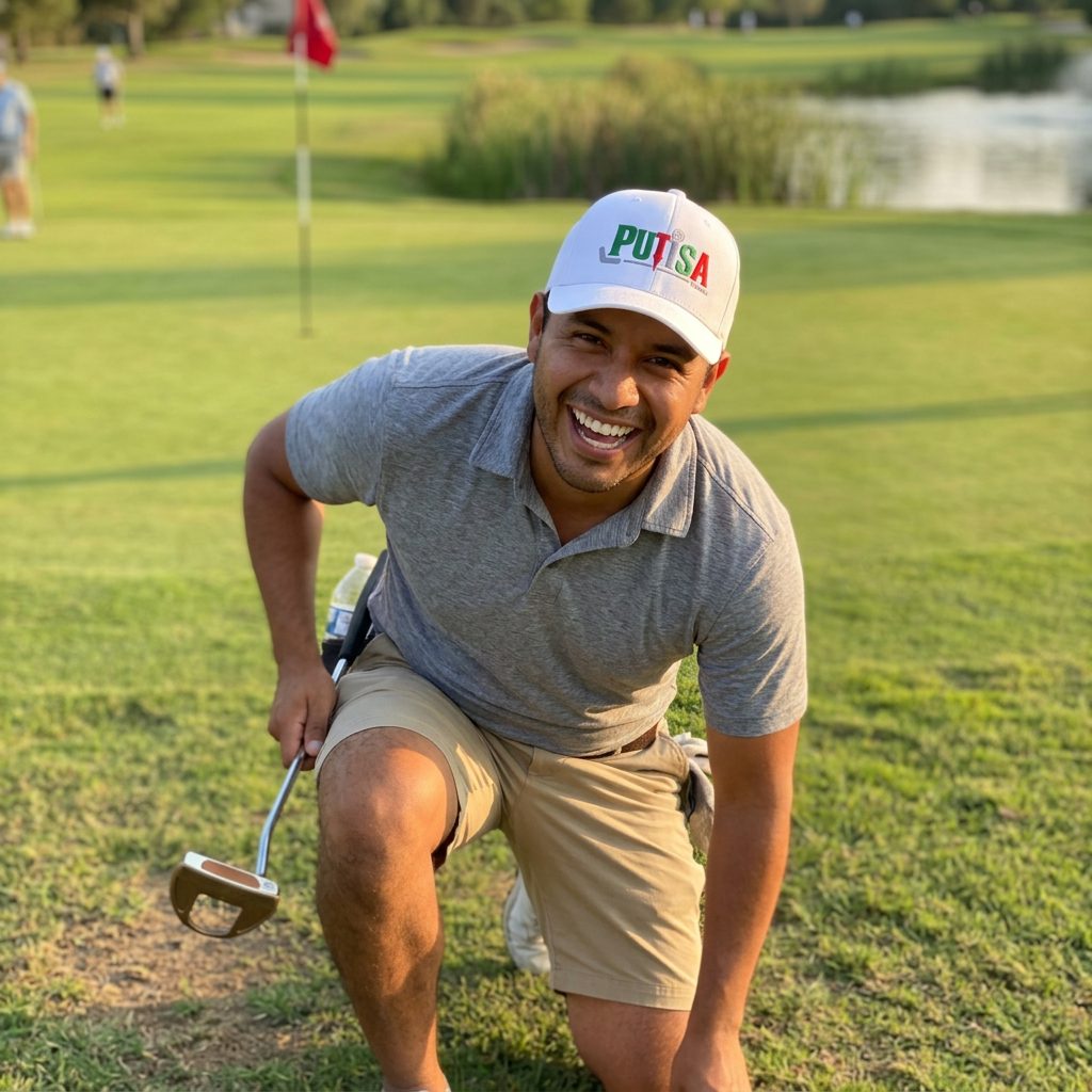 A golfer wearing Putisa - Hat on the course