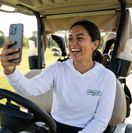 Orale | Hooded long-sleeve tee in a golf lifestyle photo 2