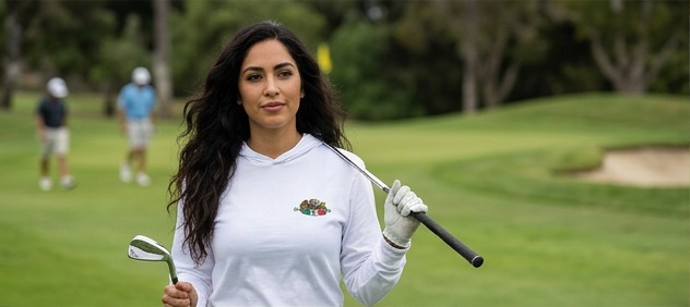 Mexican Eagle DJ Golfer | Hooded Long Sleeve Tee Sweater in a golf lifestyle photo 1