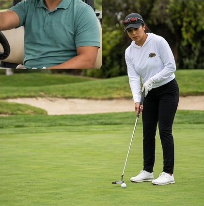Mexican Eagle DJ Golfer | Hooded Long Sleeve Tee Sweater in a golf lifestyle photo 5