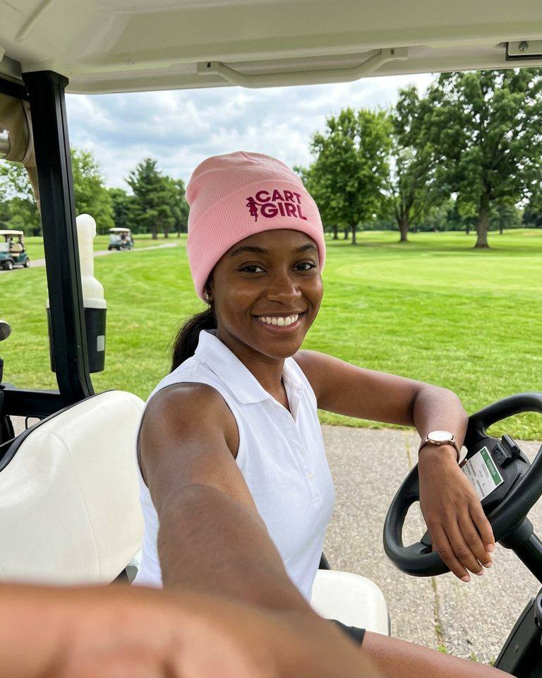 Cart Girl Bold Logo - Beanie in a golf lifestyle photo 4