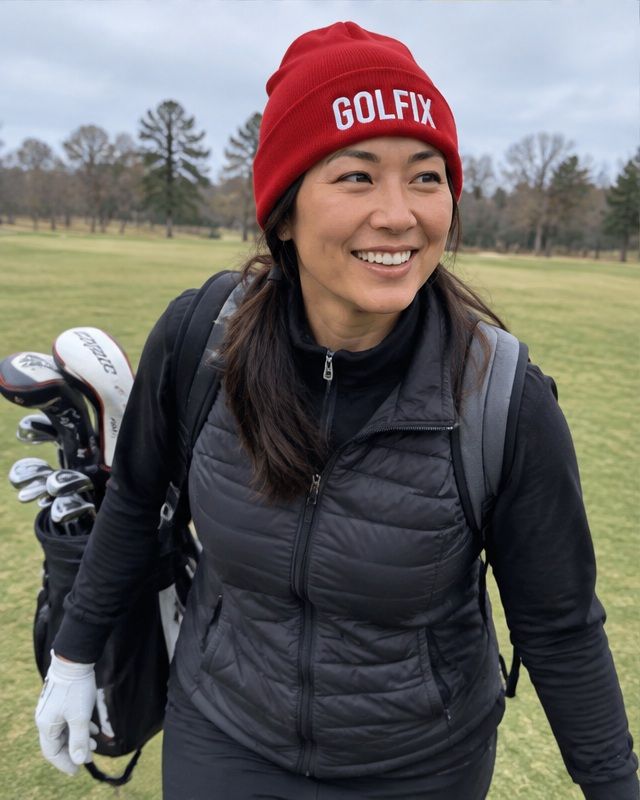 Golfix - Fun Beanie - Red in a golf lifestyle photo 4
