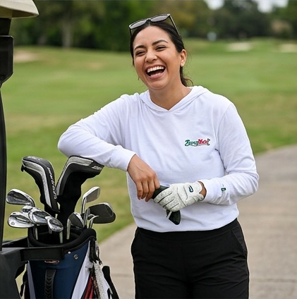 Berry Nais | Hooded Long Sleeve Tee Sweater in a golf lifestyle photo 5