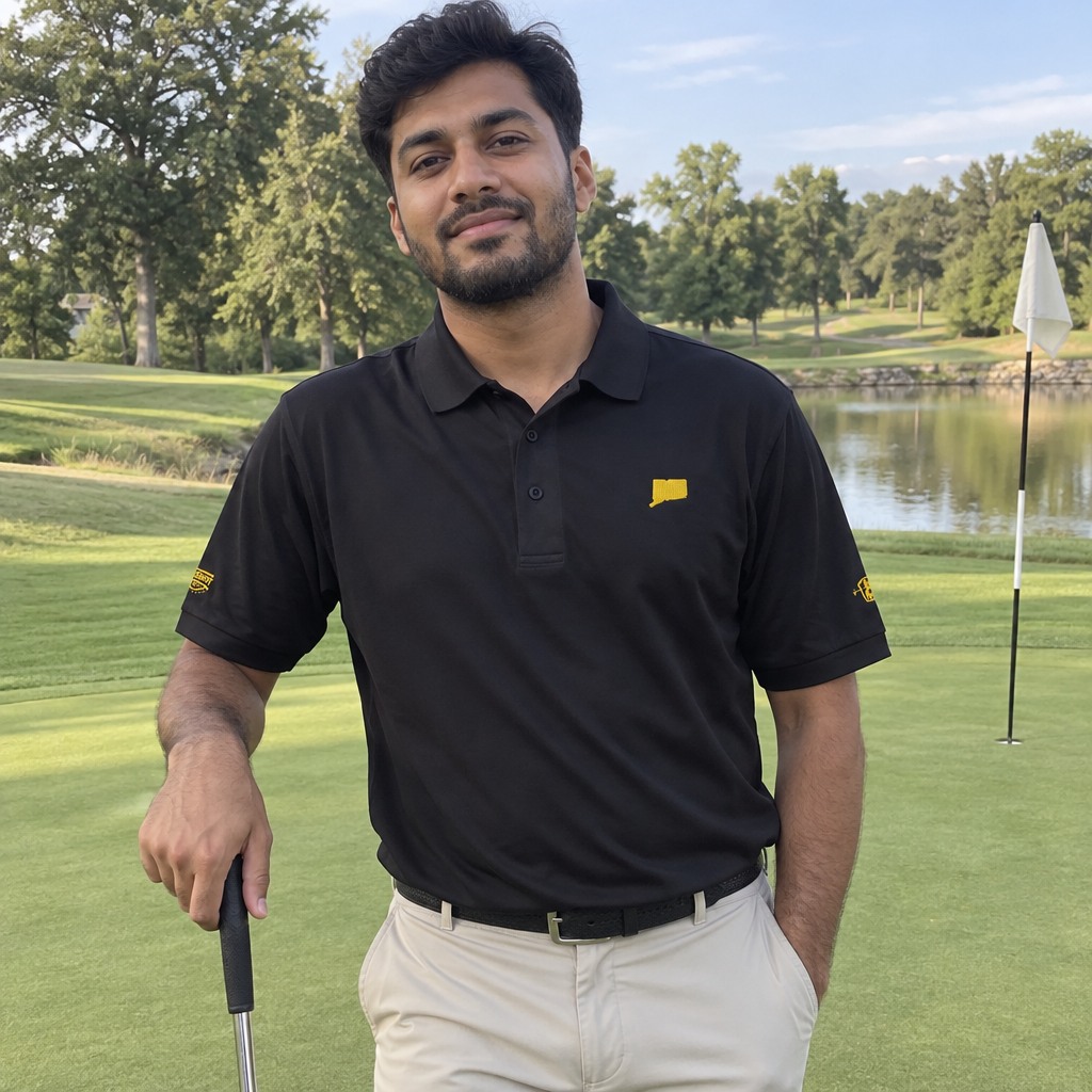 A golfer wearing Connecticut - MVP Polo on the course