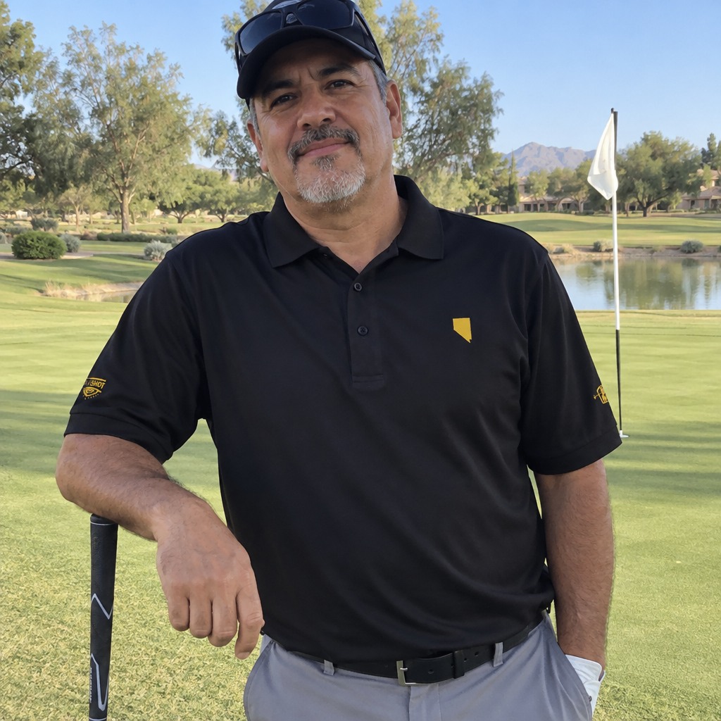 A golfer wearing Nevada - MVP Polo on the course