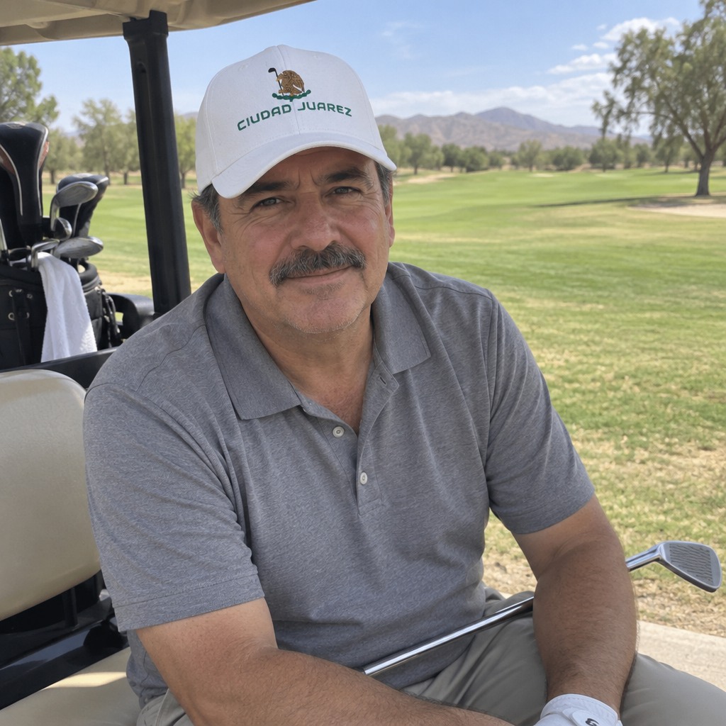A golfer wearing Ciudad Juarez on the course