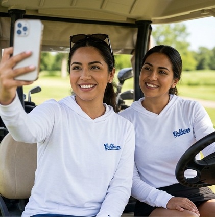 Golferos | Hooded Long Sleeve Tee Sweater in a golf lifestyle photo 2