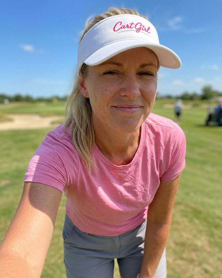 Cart Girl Cursive Logo - Visor in a golf lifestyle photo 5