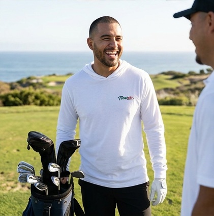 Tirazo | Hooded Long Sleeve Tee Sweater in a golf lifestyle photo 5