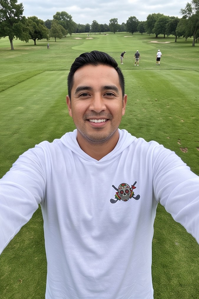 Dia De Los Golferos | Hooded Long Sleeve Tee Sweater in a golf lifestyle photo 3