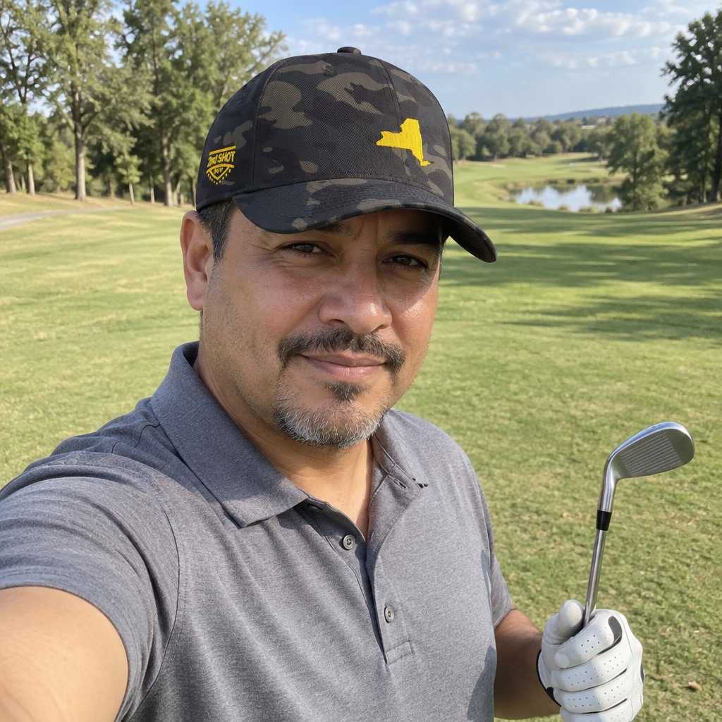 A golfer wearing New York - MVP on the course