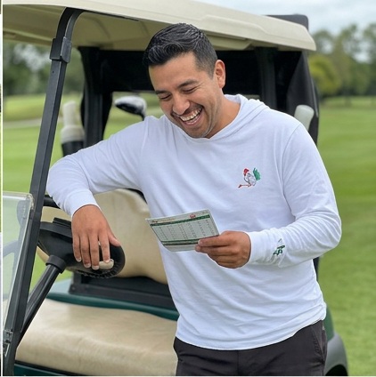 Rooster Flag | Hooded Long Sleeve Tee Sweater in a golf lifestyle photo 3