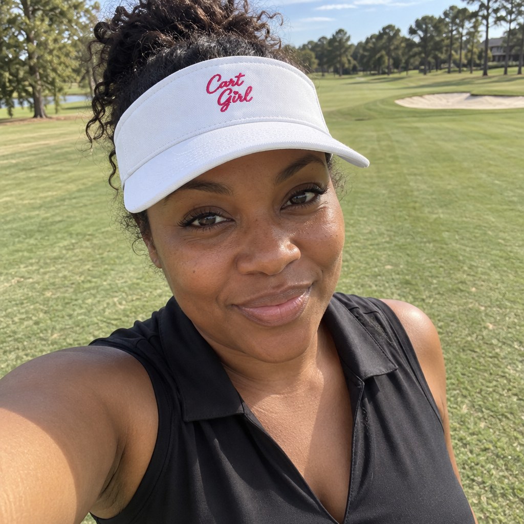 A golfer wearing Cart Girl Word Logo  - Visor on the course