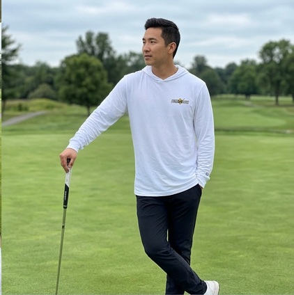 Beware of Swing Logo | Hooded Long Sleeve Tee Sweater in a golf lifestyle photo 3