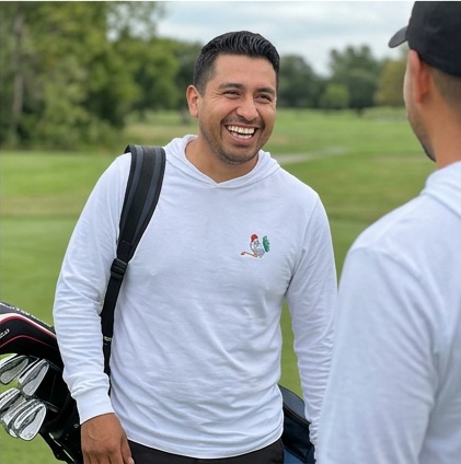 Rooster Flag | Hooded Long Sleeve Tee Sweater in a golf lifestyle photo 5
