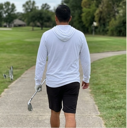 Rooster Flag | Hooded Long Sleeve Tee Sweater in a golf lifestyle photo 1