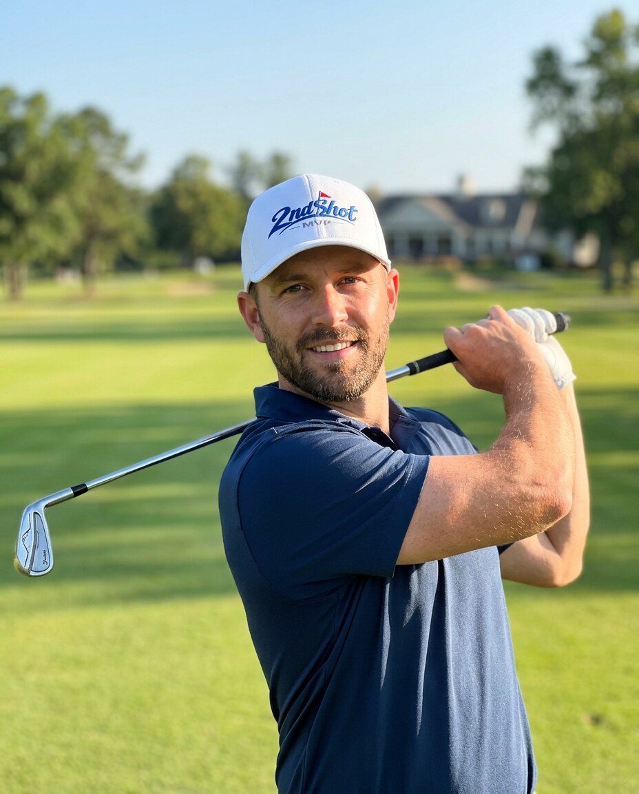 2ndShotMVP Signature Blue - Hat in a golf lifestyle photo 3