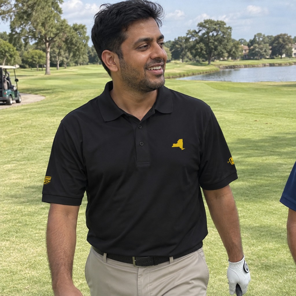 A golfer wearing New York - MVP Polo on the course