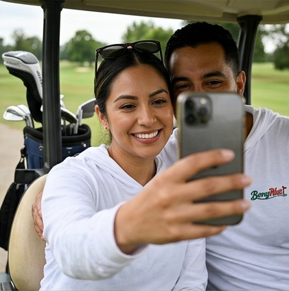 Berry Nais | Hooded Long Sleeve Tee Sweater in a golf lifestyle photo 2