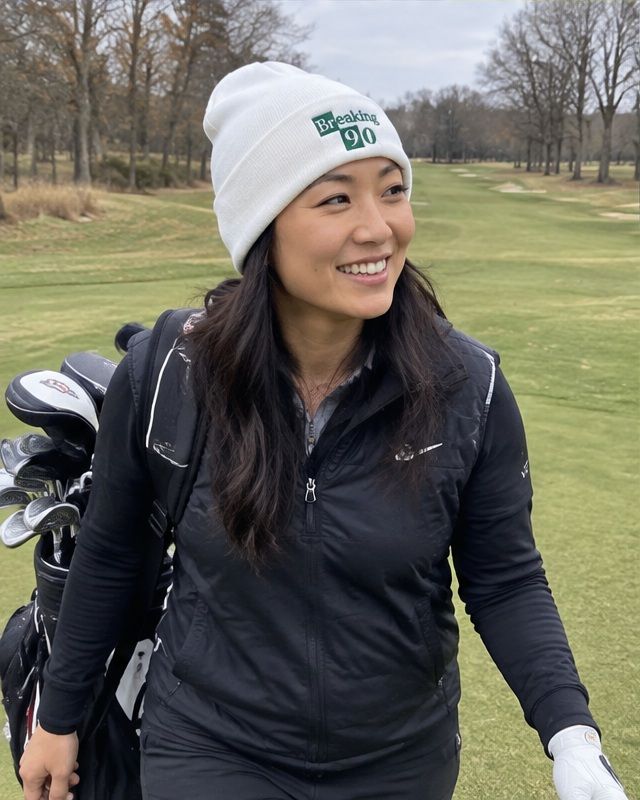 Breaking 90 - Fun Beanie in a golf lifestyle photo 4