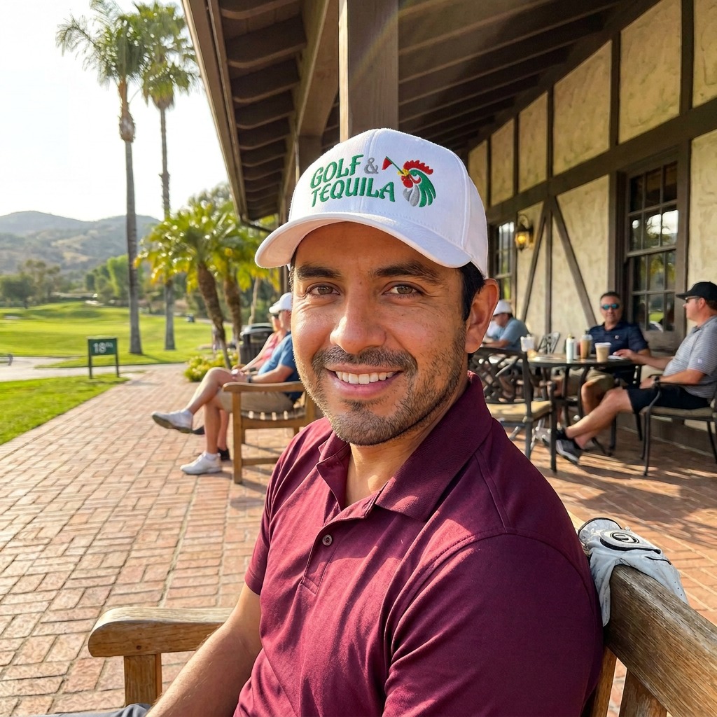 A golfer wearing Golf & Tequila | Buckle on the course